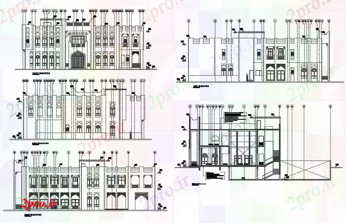 دانلود نقشه مسکونی ، ویلایی ، آپارتمان دو دان نما خانه ساخت و ساز و بخش جزئیات 30 در 3 متر (کد82813)