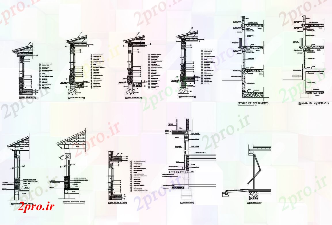 دانلود نقشه جزئیات ساختار برش تمام جزئیات مقطعی سازنده خانه طرفه (کد82836)