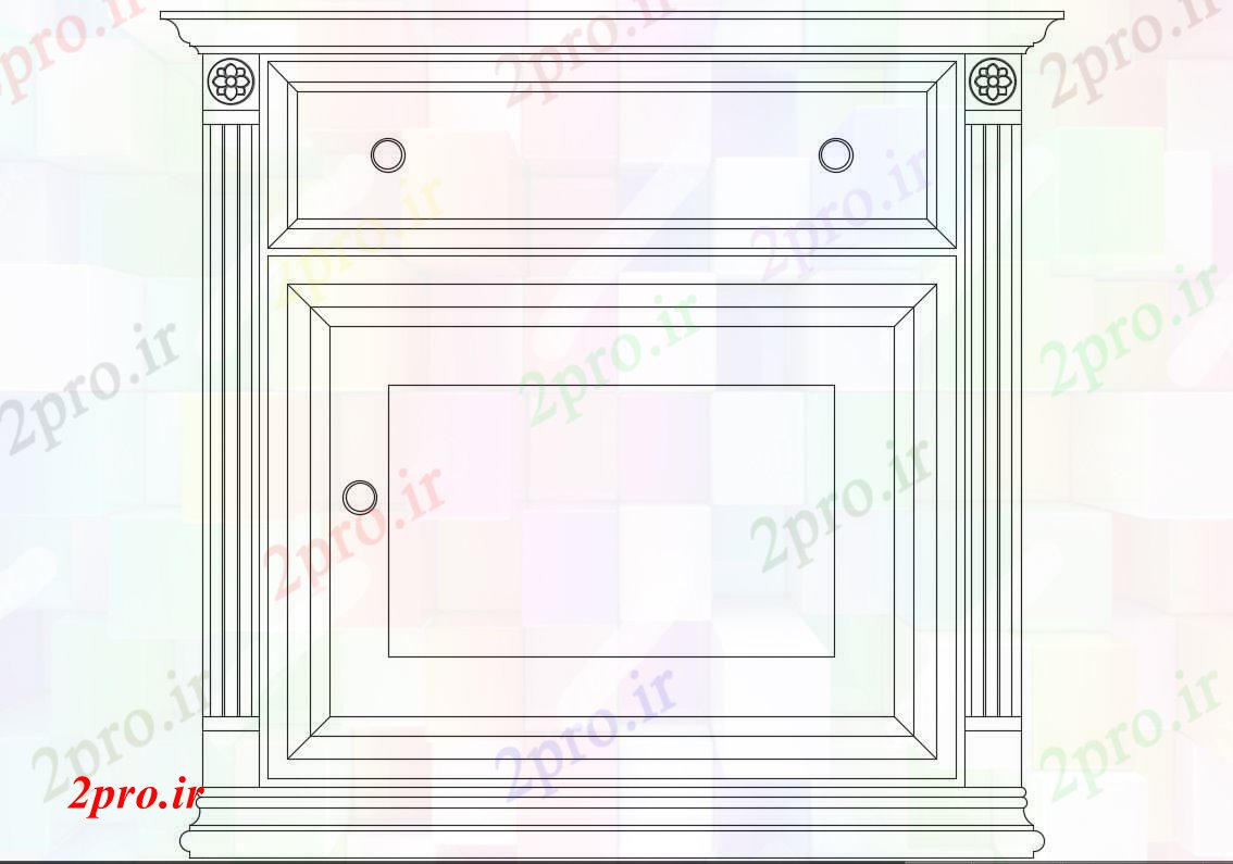 دانلود نقشه بلوک مبلمان در کنار اتاق خواب مقابل کابینه نما    (کد82889)