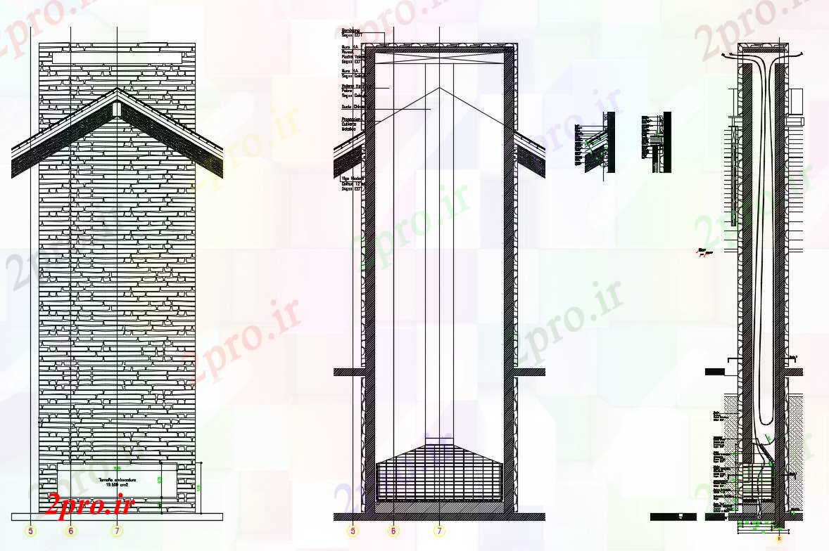 دانلود نقشه جزئیات ساختار بخش نما محل آتش سوزی شومینه و جزئیات (کد82912)