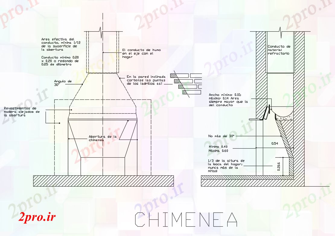 دانلود نقشه جزئیات ساختار بخش شومینه و طرحی جزئیات (کد82949)