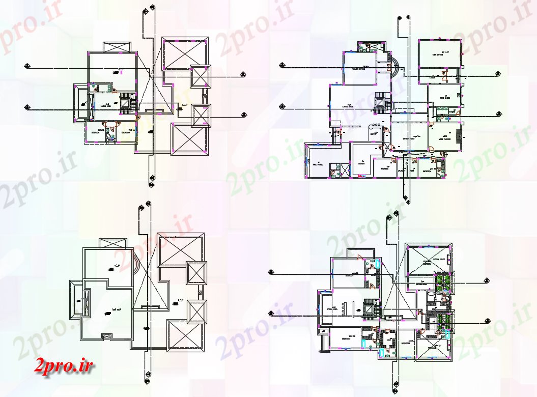 دانلود نقشه مسکونی ، ویلایی ، آپارتمان یک خانواده طرحی خانه فریم و طرحی های 30 در 34 متر (کد82988)