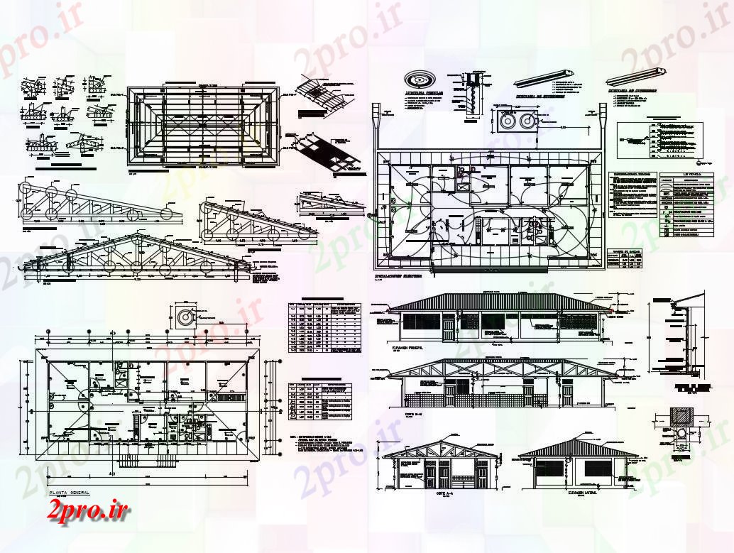 دانلود نقشه مسکونی ، ویلایی ، آپارتمان نما خانه و ساختار سازنده جزئیات طراحی 9 در 19 متر (کد82995)