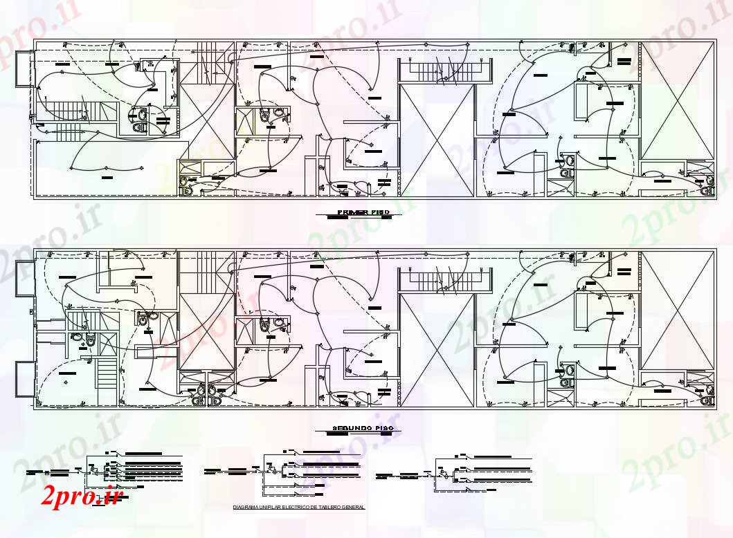 دانلود نقشه معماری اولین و نصب و راه اندازی الکتریکی طبقه دوم جزئیات مربوط به  دفتر (کد83026)