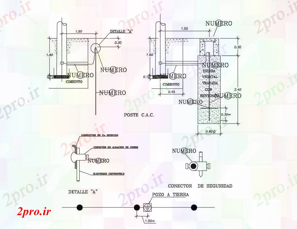 دانلود نقشه جزئیات ساخت و ساز جزئیات پست و زمین  پایه و اساس ساخت و ساز جزئیات (کد83042)