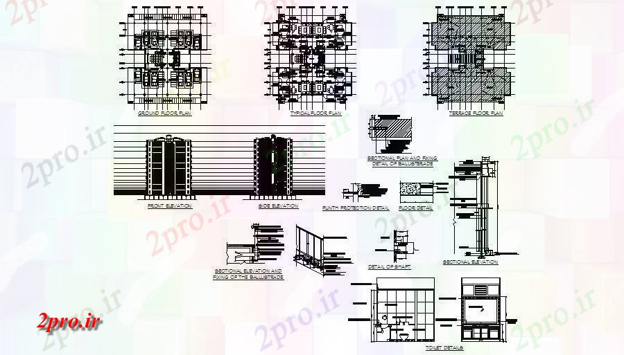 دانلود نقشه مسکونی  ، ویلایی ، آپارتمان  چند دان آپارتمان   مسکن پروژه معماری دقیق (کد83067)