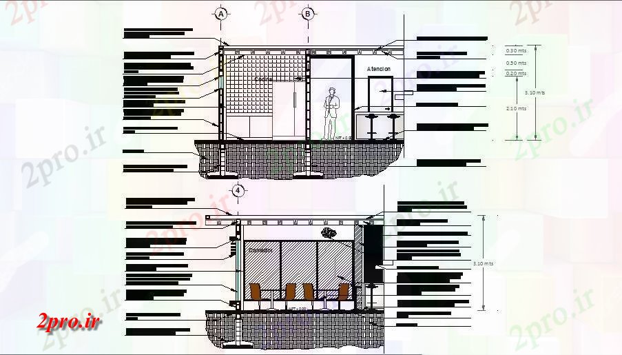 دانلود نقشه مسکونی  ، ویلایی ، آپارتمان  جبهه و جزئیات بخش تماس سازنده خانه (کد83082)