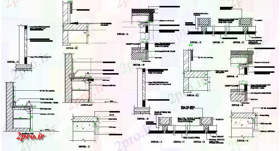 دانلود نقشه جزئیات ساختار بخش آشپزخانه، ساخت و ساز دیوار و ساختار جزئیات (کد83149)