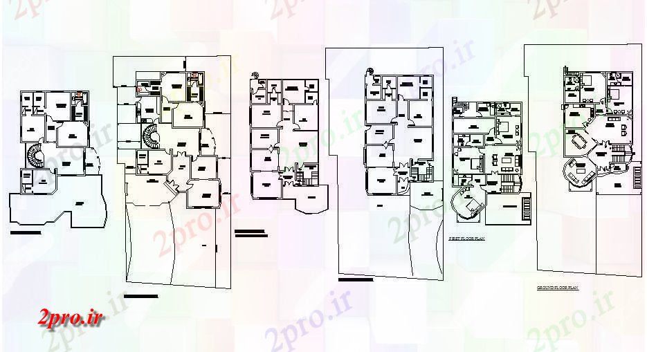 دانلود نقشه مسکونی ، ویلایی ، آپارتمان زمین و طرحی طبقه اول جزئیات یک خانواده خانه طراحی جزئیات 47 در 82 متر (کد83178)