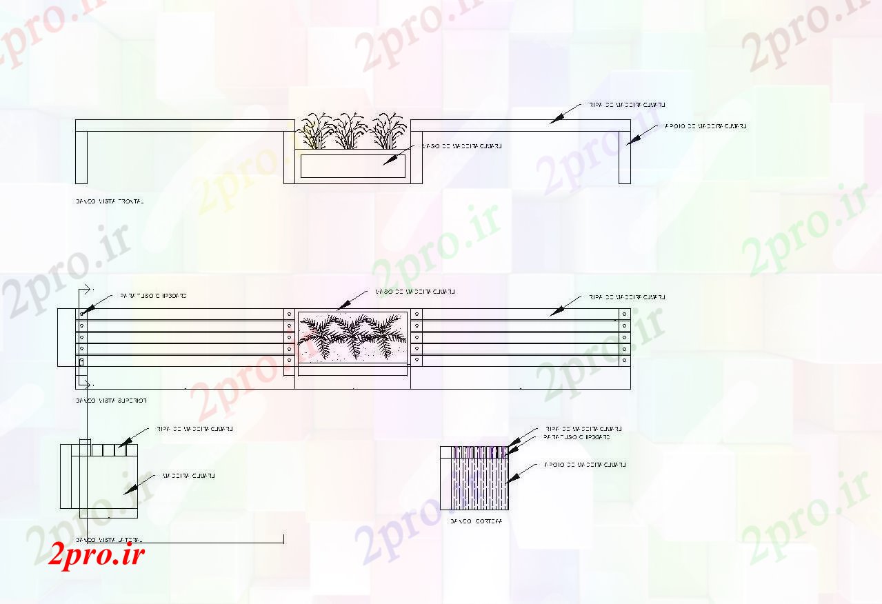 دانلود نقشه مسکونی  ، ویلایی ، آپارتمان  Detalhamento بانکو (کد83240)