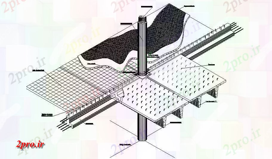 دانلود نقشه جزئیات ساخت و ساز جزئیات ساخت و ساز سقف با ستون بتن (کد83246)