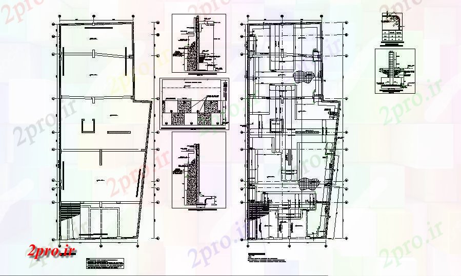 دانلود نقشه جزئیات ساختار بنیاد و طرحی پوشش جزئیات از خانه طبقه  (کد83271)