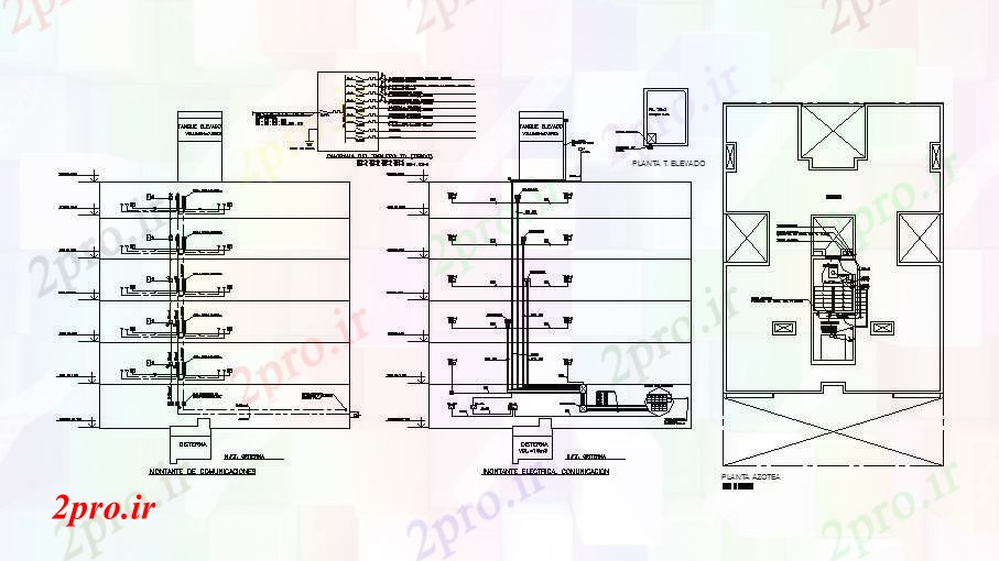 دانلود نقشه معماری نصب و راه اندازی و نمودار رایزر برق جزئیات از طبقه آپارتمان    (کد83278)