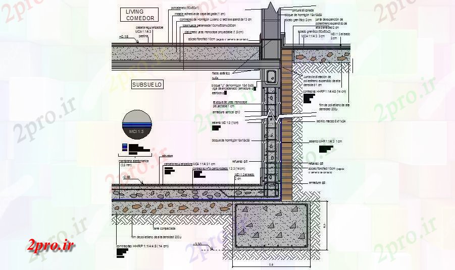 دانلود نقشه جزئیات ساخت و ساز دیوار جزئیات بخش سازنده از زندگی  اتاق طراحی جزئیات  (کد83286)