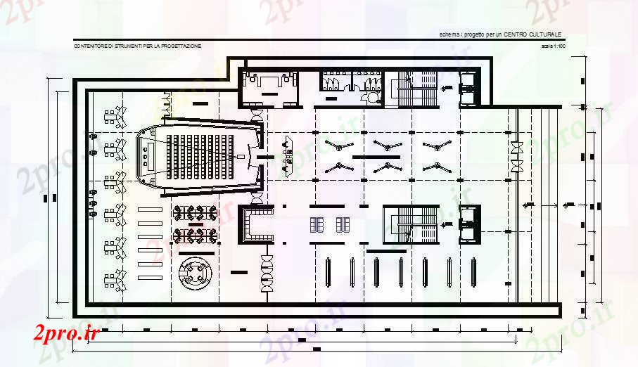 دانلود نقشه ساختمان دولتی ، سازمانی فرهنگ شهرستان مرکز طرحی توزیع طرحی های 35 در 71 متر (کد83324)
