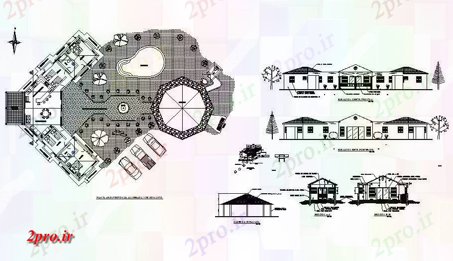 دانلود نقشه باشگاه تجملات باشگاه خانه همه نما، بخش و طرحی جزئیات طرفه 13 در 25 متر (کد83326)