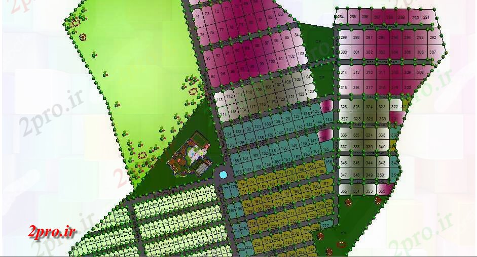 دانلود نقشه برنامه ریزی شهری جزئیات طرحی سایت از ساختمان شرکت های بزرگ با آینده منطقه گسترش (کد83328)