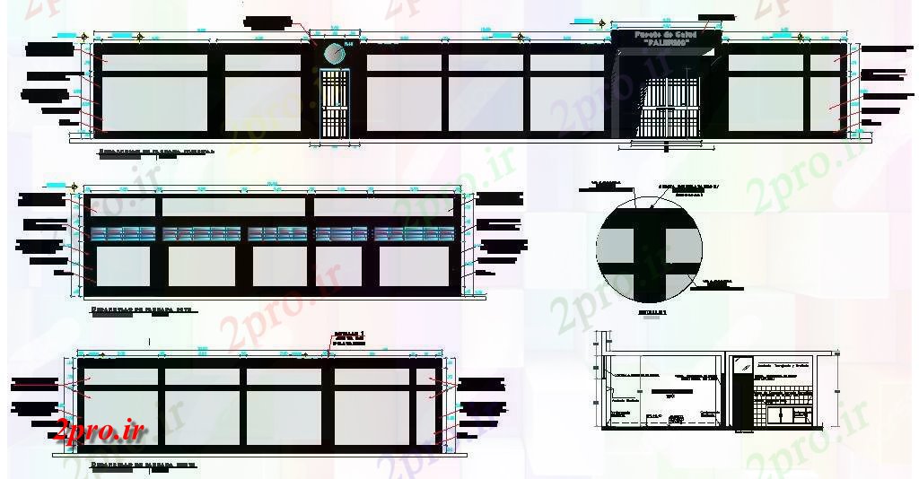 دانلود نقشه جزئیات ساختار نما حصار اصلی، بخش و ساختار سازنده جزئیات (کد83339)