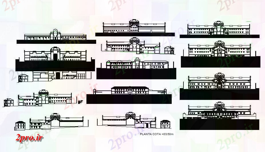 دانلود نقشه معماری معروف زندان قدیمی انی لاکرونیا تمام نما و خودکار  طرفه جزئیات  (کد83351)