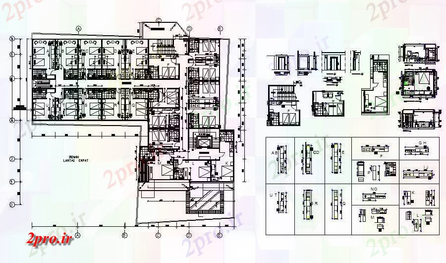 دانلود نقشه هتل - رستوران - اقامتگاه تجملات ستاره توزیع هتل طرحی های 29 در 36 متر (کد83438)