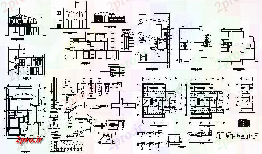 دانلود نقشه مسکونی ، ویلایی ، آپارتمان دو سطح یک مسکونی خانه خانواده معماری دقیق پروژه 10 در 10 متر (کد83471)