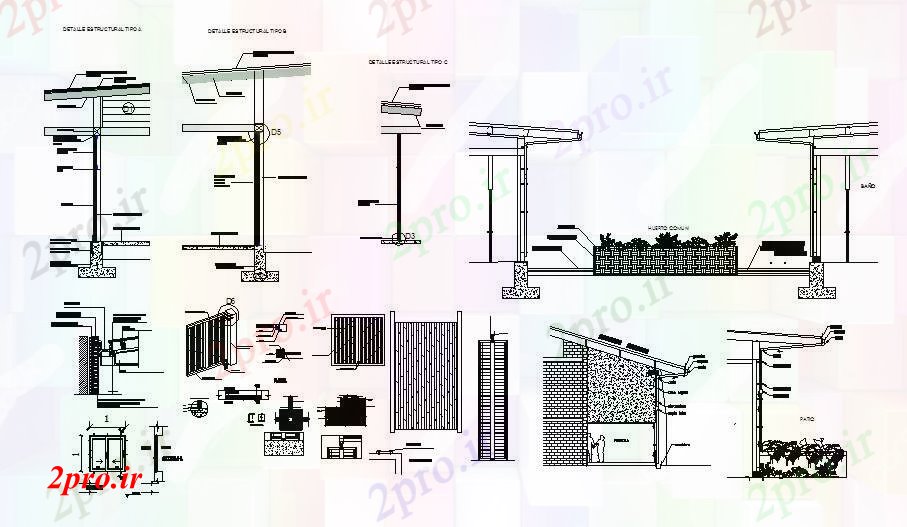 دانلود نقشه جزئیات ساختار بخش برش و جزئیات ساختار سازنده خانه (کد83490)