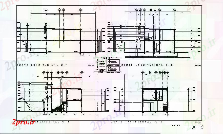 دانلود نقشه مسکونی  ، ویلایی ، آپارتمان  همه طرفه جزئیات مقطعی سازنده دو طبقه خانه (کد83506)