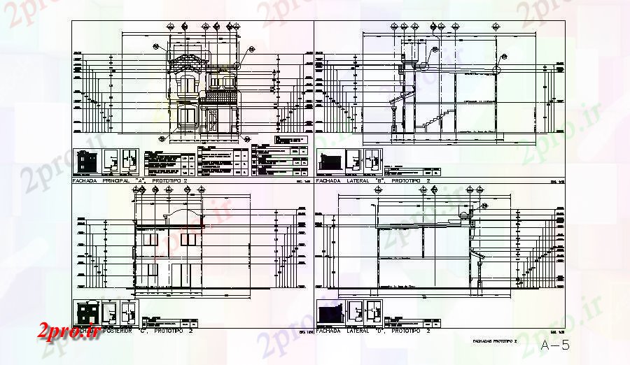 دانلود نقشه مسکونی  ، ویلایی ، آپارتمان  دو کفپوش نما خانه و جزئیات مقطعی  سازنده (کد83508)