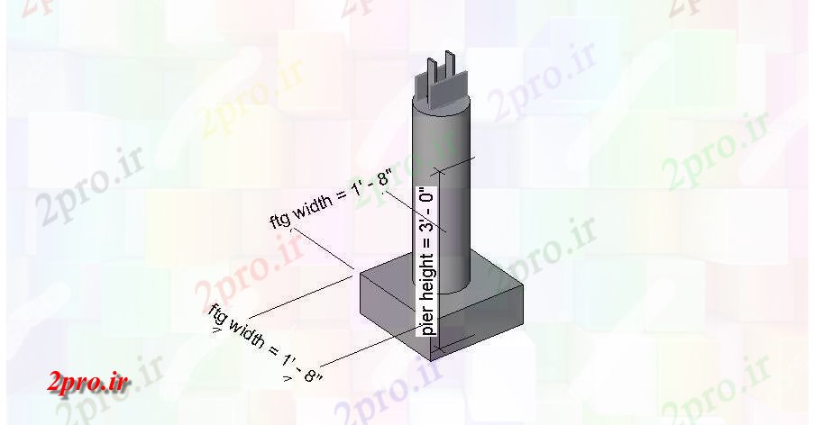 دانلود نقشه جزئیات پایه جای پای املاک تریدی جزئیات سازنده  RVT (کد83533)