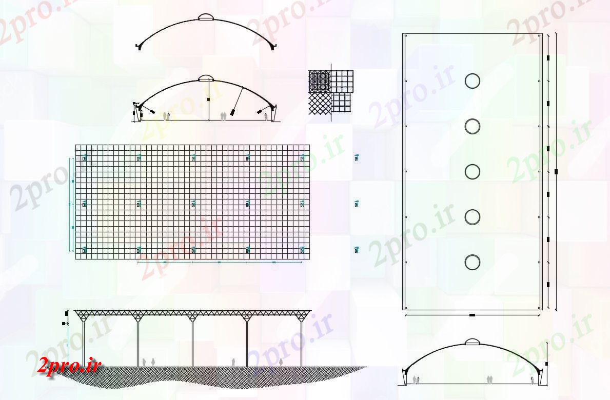 دانلود نقشه جزئیات ساختار فضاهای قاب و پوسته ساختار سازنده جزئیات (کد83545)