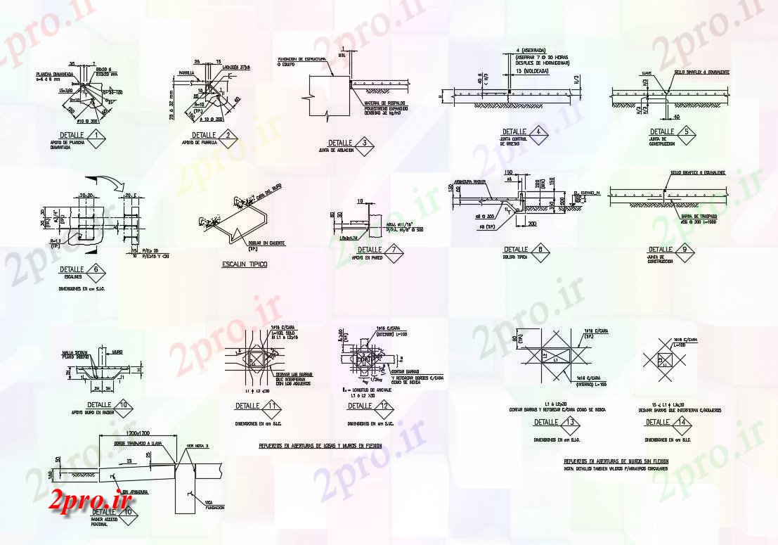 دانلود نقشه جزئیات ساخت و ساز پله زره سازنده جزئیات ساختار  (کد83554)