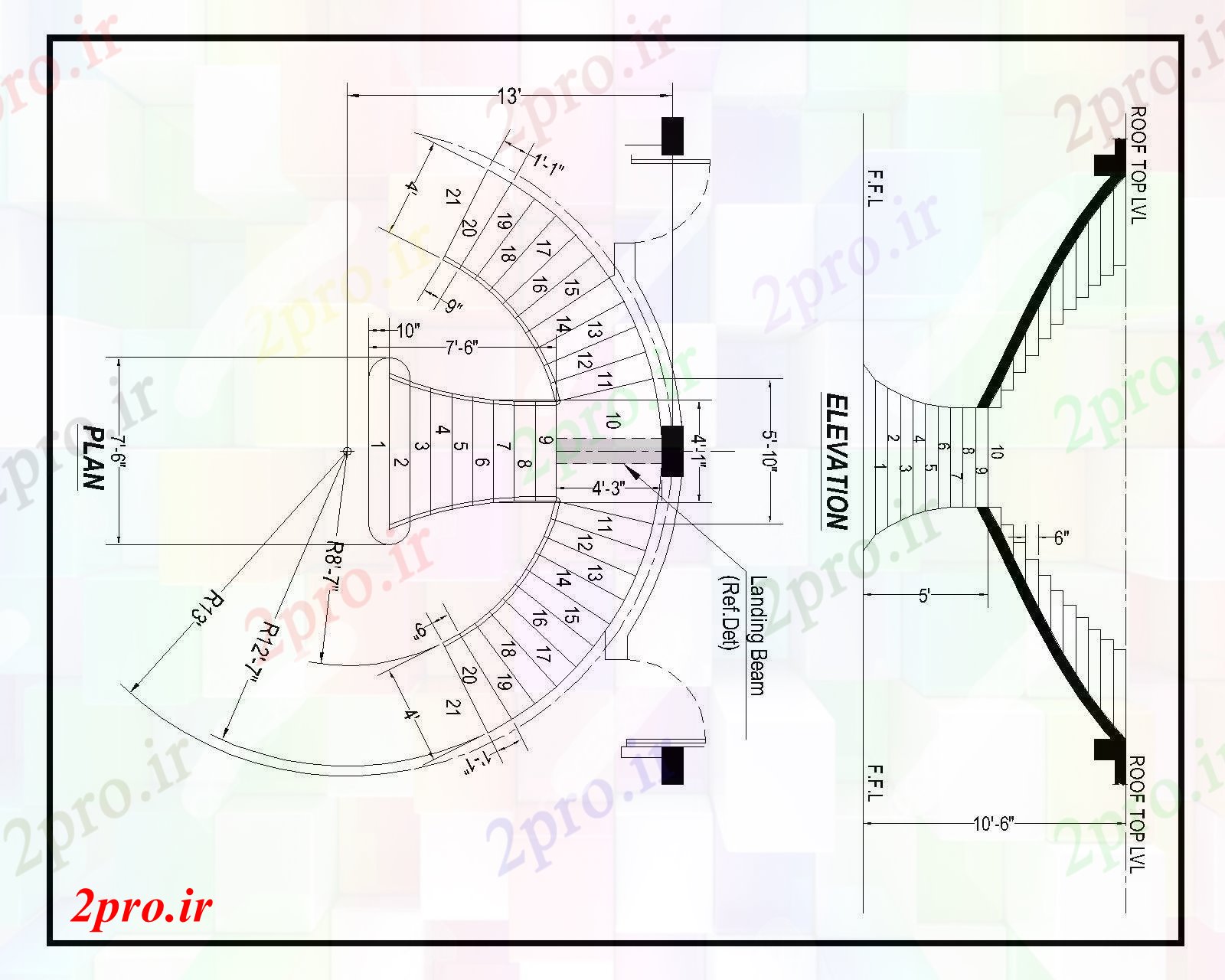 دانلود نقشه مسکونی  ، ویلایی ، آپارتمان   ترسیم جزئیات راه پله (کد83555)