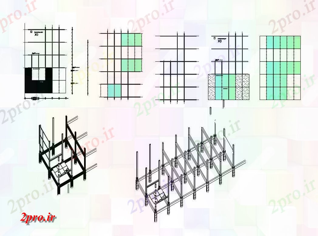 دانلود نقشه مسکونی  ، ویلایی ، آپارتمان  ایزومتریک بخش و طرحی پوشش سازنده جزئیات آپارتمان   (کد83562)