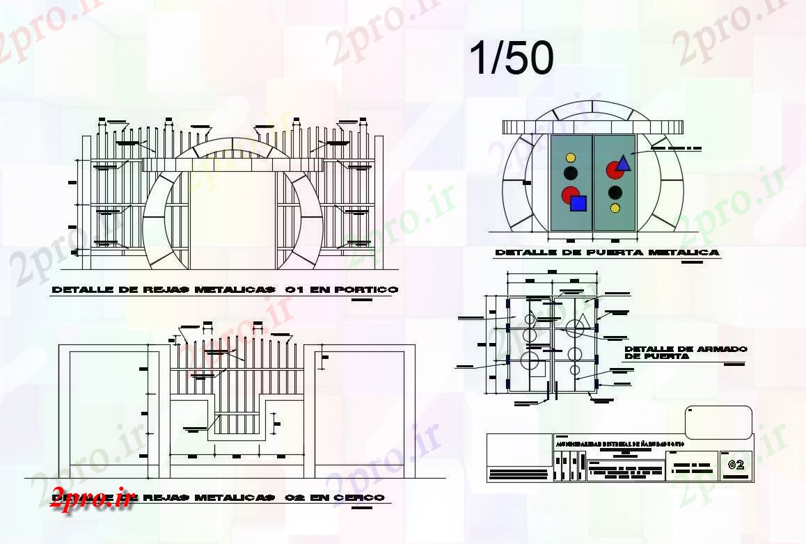 دانلود نقشه جزئیات ساختار حمایتی ساخت و ساز دیوار و بخش جزئیات از حصار (کد83603)