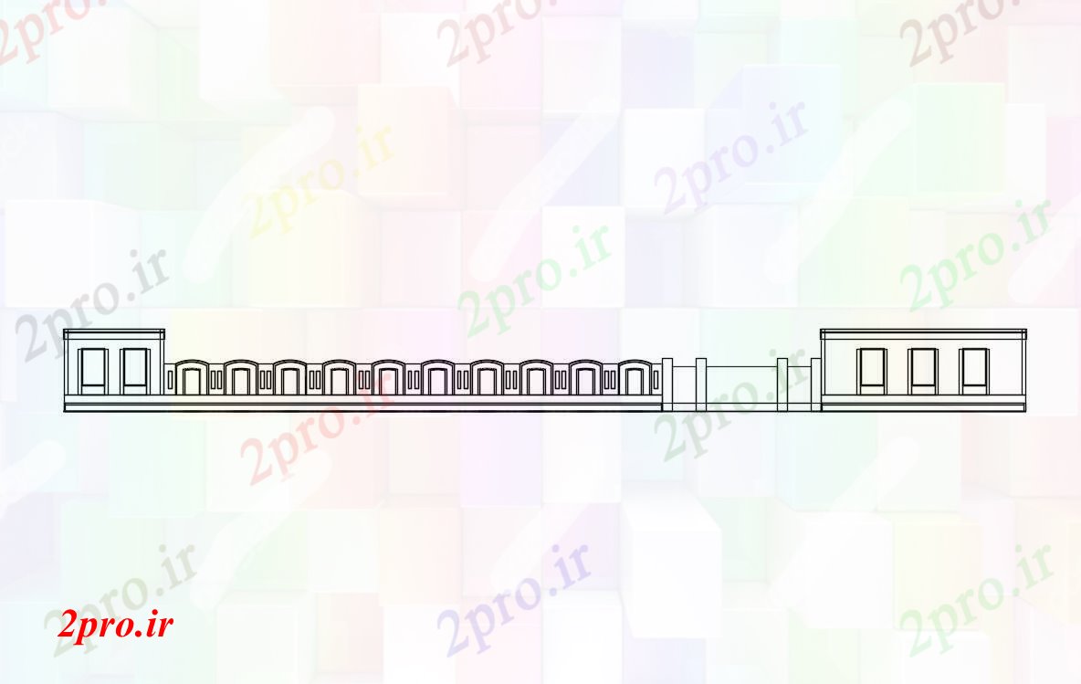 دانلود نقشه جزئیات معماری دیوار مرزی با حصار  نما طراحی جزئیات  (کد83616)