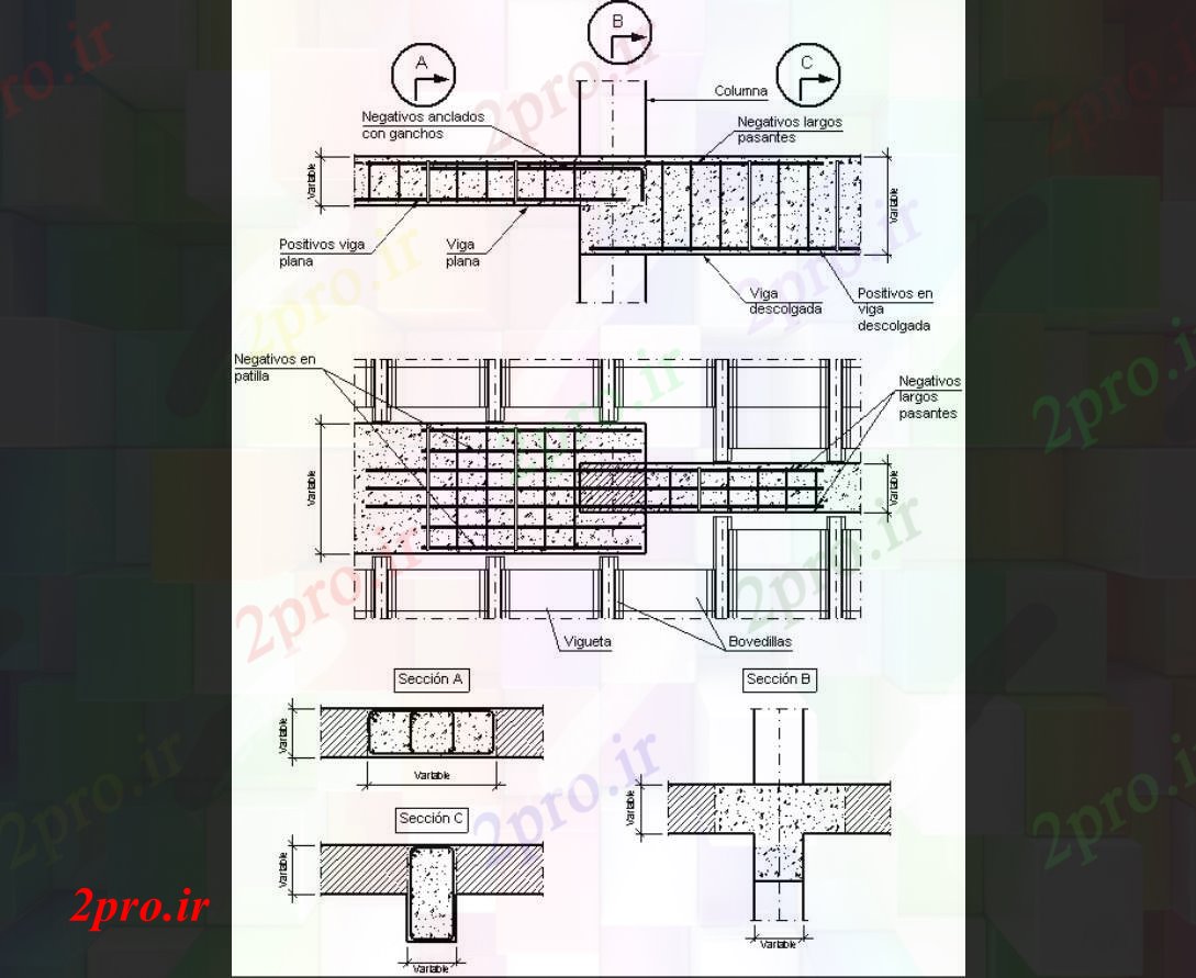 دانلود نقشه جزئیات تیر پرتو ساخت و ساز و  ساختار طراحی جزئیات (کد83620)