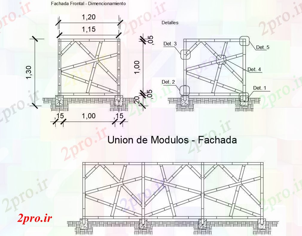 دانلود نقشه جزئیات معماری بامبو اتحادیه طرحی ماژول  (کد83686)
