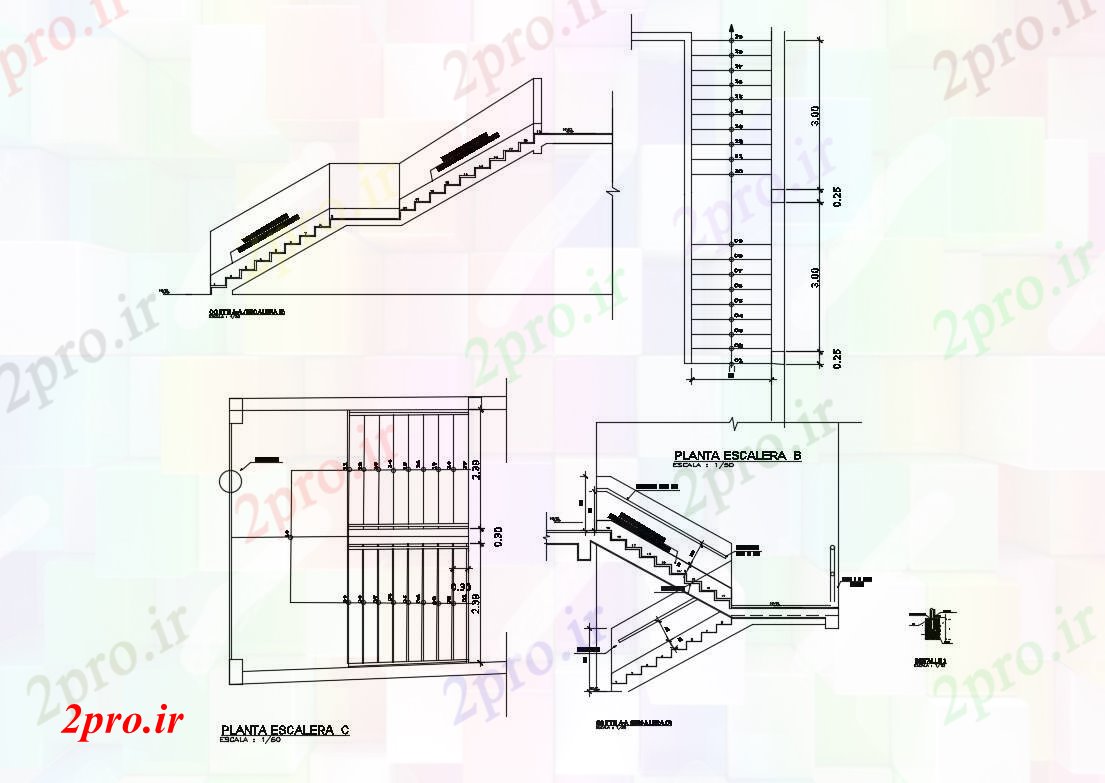 دانلود نقشه جزئیات ساختار بخش ساختمان راه پله و ساختار سازنده جزئیات (کد83707)