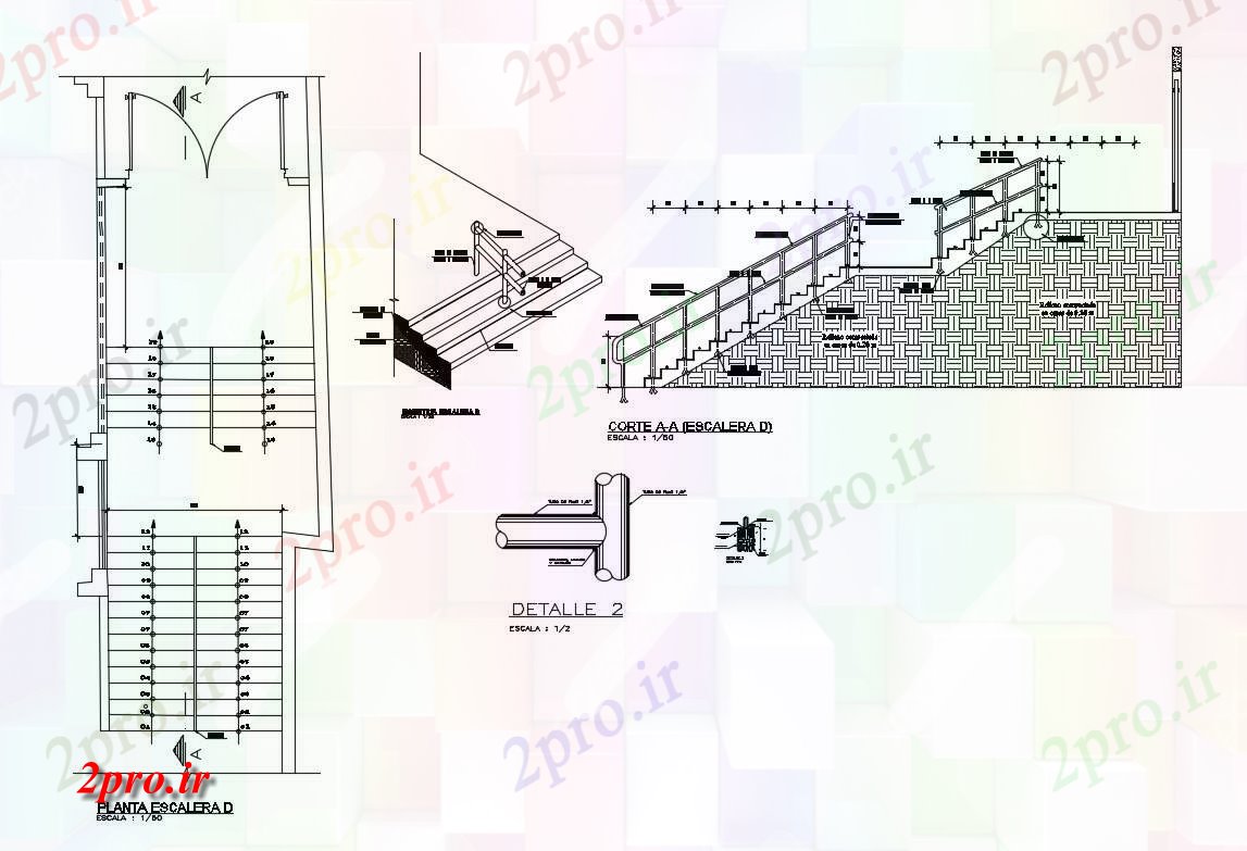 دانلود نقشه جزئیات ساختار بخش خانه پله و ساختار سازنده جزئیات (کد83719)