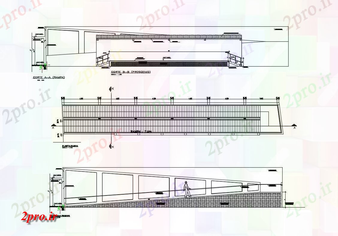 دانلود نقشه جزئیات ساختار رمپ راه رفتن ساختار سازنده جزئیات (کد83722)