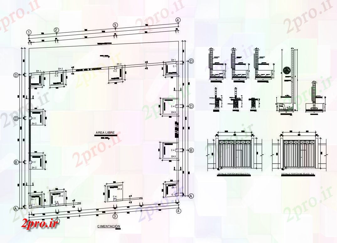 دانلود نقشه جزئیات ساختار محیط ساختار حصار و ساخت و ساز جزئیات (کد83724)