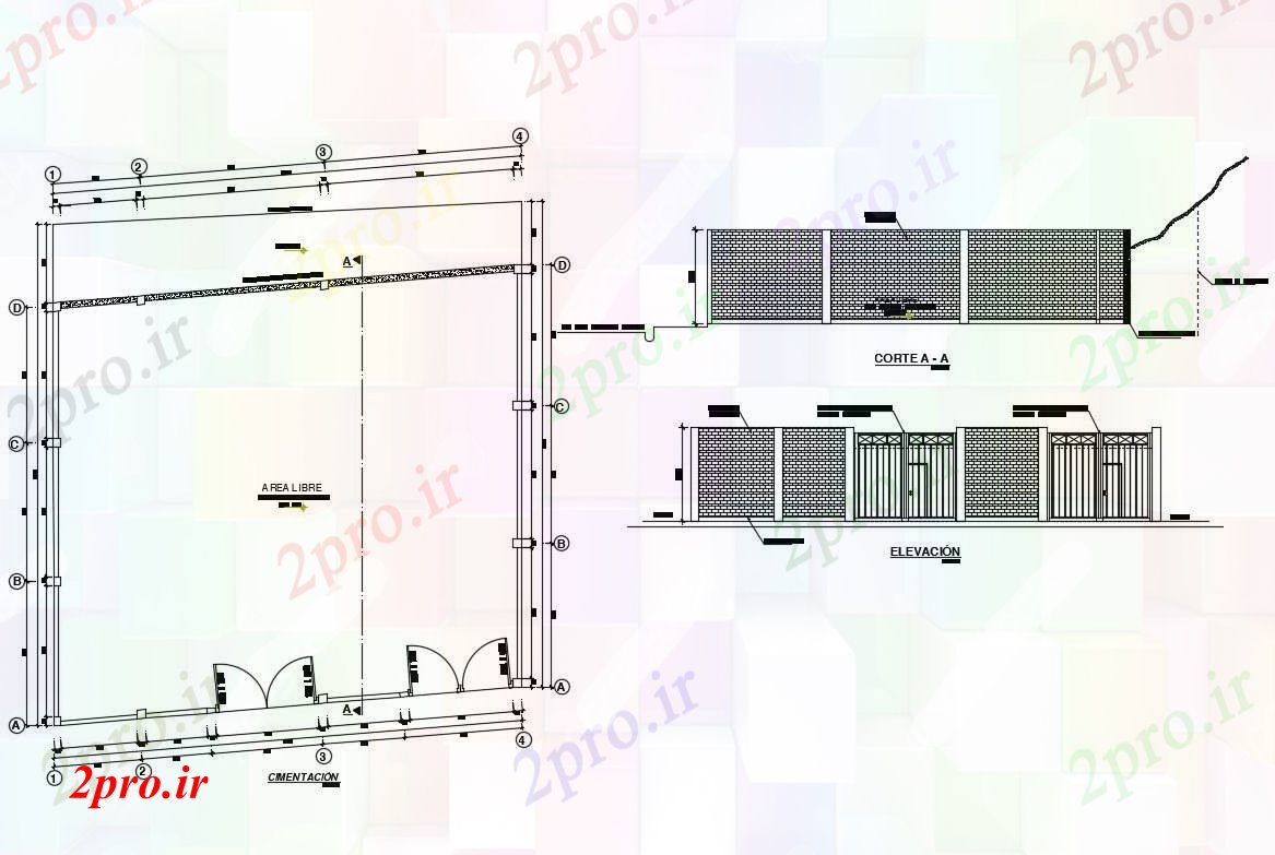 دانلود نقشه جزئیات ساختار نما نرده، بخش و طرحی های (کد83736)