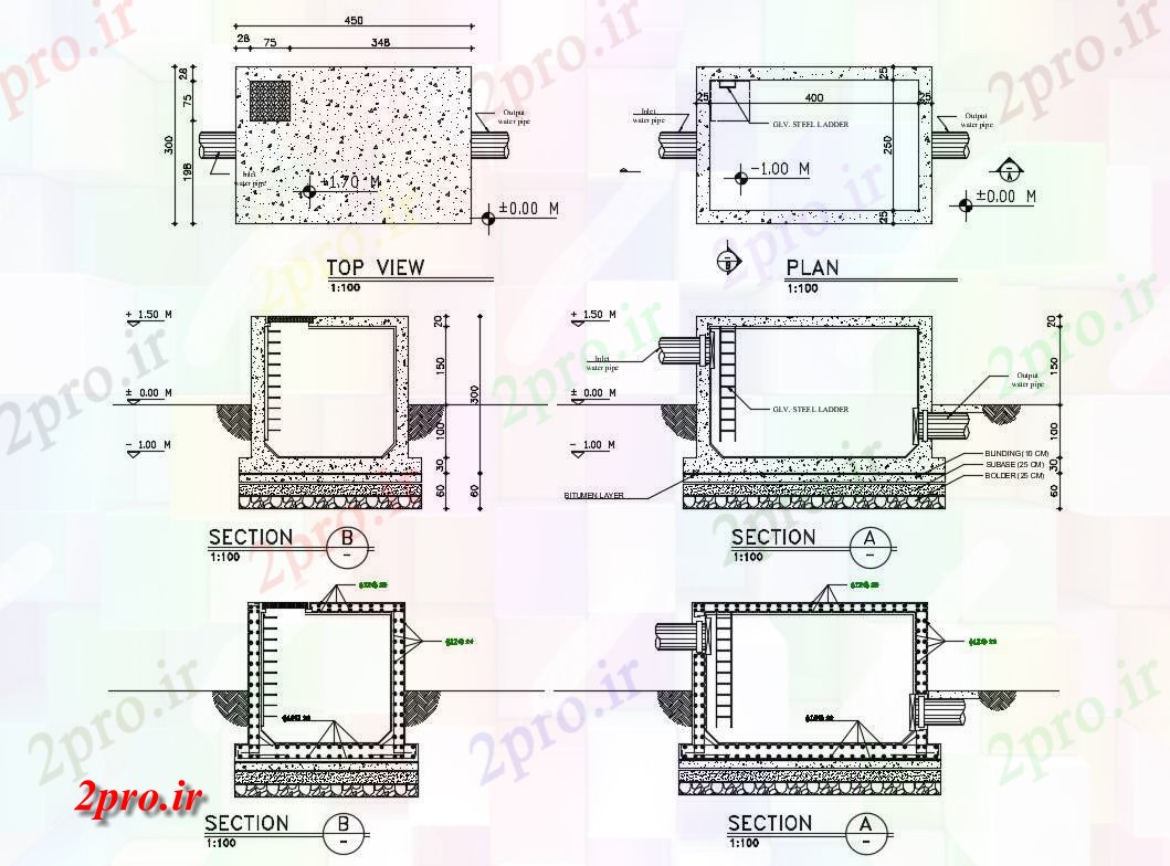 دانلود نقشه جزئیات ساختار آب بخش سپتیک تانک، برنامه ریزی، بالای صفحه  و خودکار  جزئیات  (کد83742)