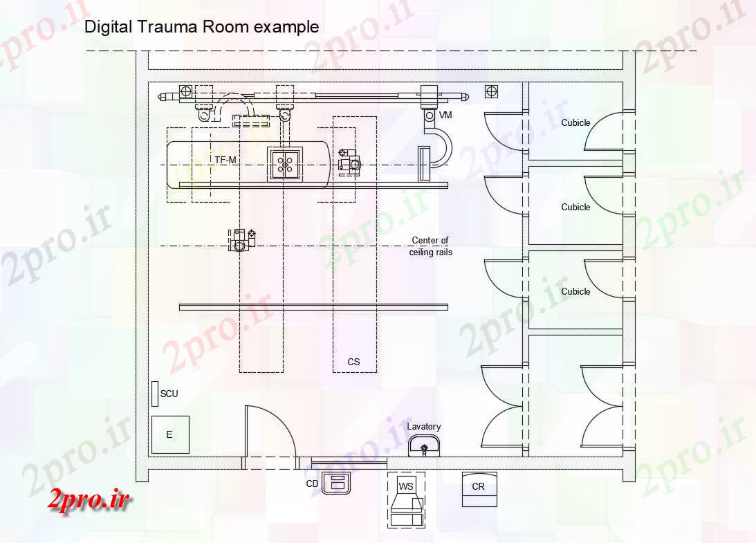 دانلود نقشه بیمارستان - درمانگاه - کلینیک تروما جزئیات طرحی اتاق بیمارستان طراحی جزئیات 6 در 8 متر (کد83763)