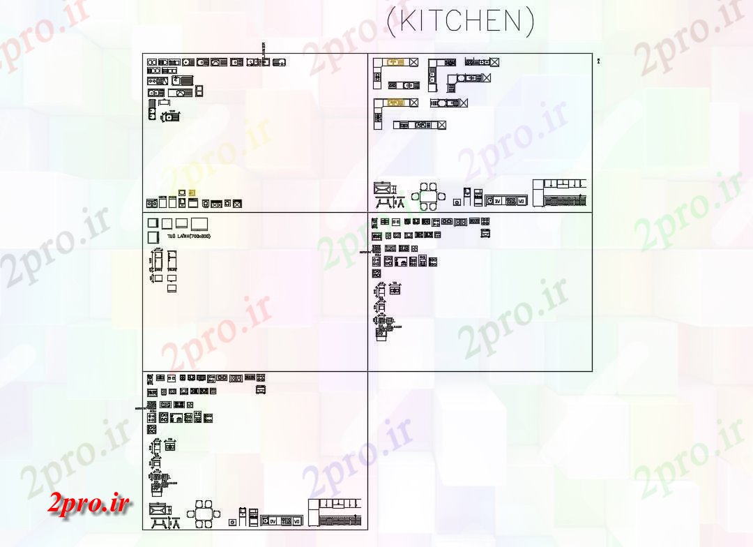 دانلود نقشه بلوک مبلمان سیستم عامل های آشپزخانه متعدد و بلوک های مبلمان جزئیات (کد83780)