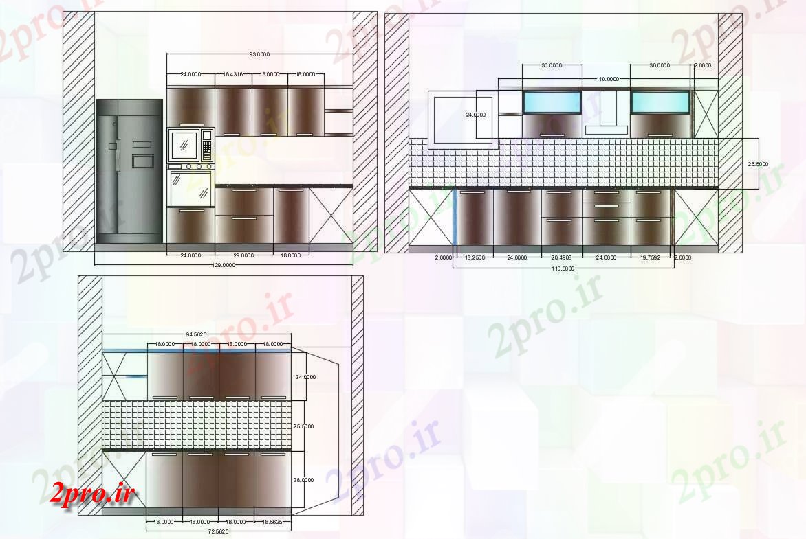 دانلود نقشه آشپزخانه کابینت آشپزخانه چوبی و  طرحی مبلمان طراحی جزئیات (کد83812)
