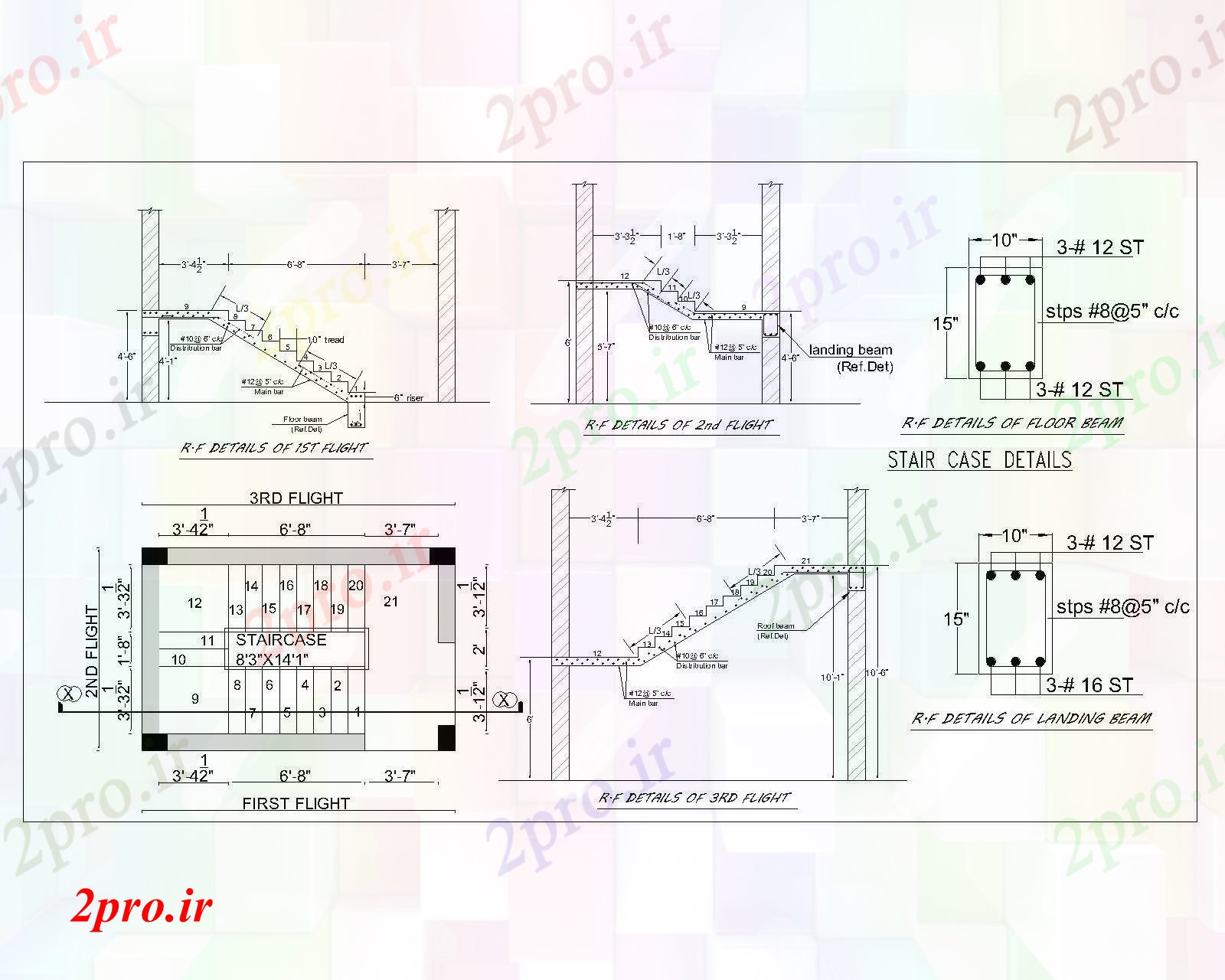 دانلود نقشه مسکونی  ، ویلایی ، آپارتمان   جزئیات پله CASS (کد83813)