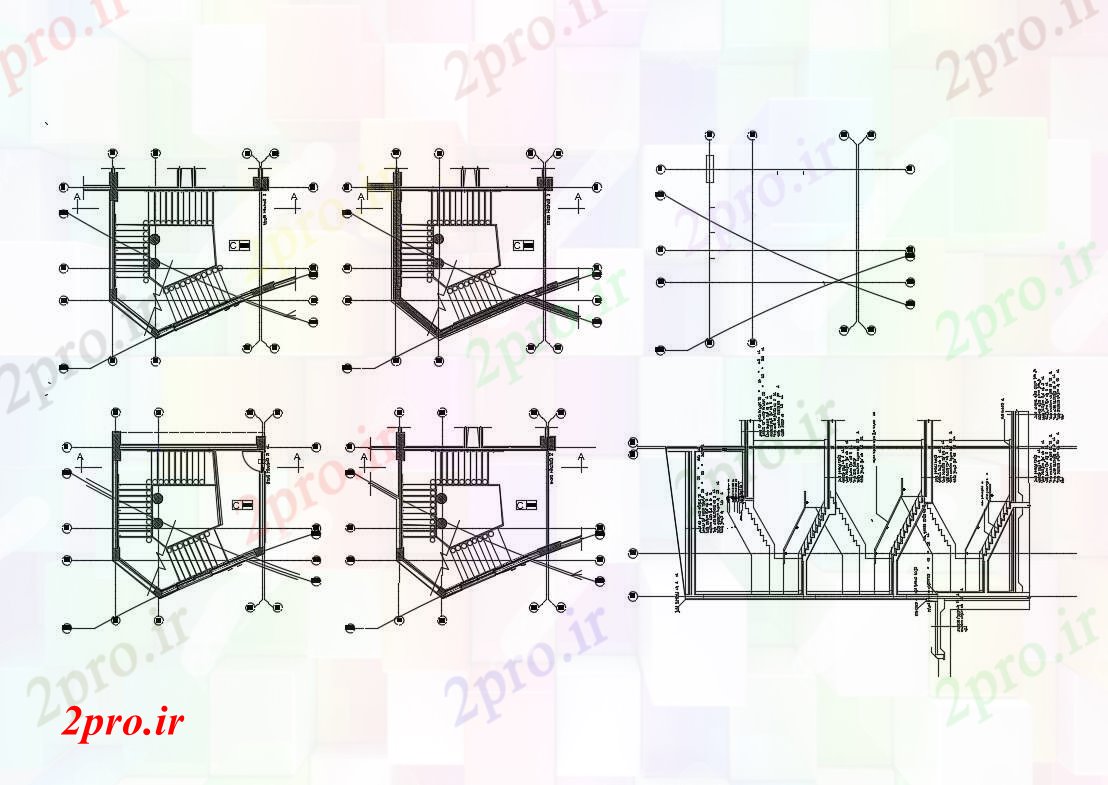 دانلود نقشه جزئیات ساختار همه طبقه جزئیات مقطعی سازنده راه پله از خانه باشگاه (کد83817)