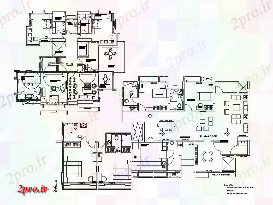 دانلود نقشه ساختمان اداری - تجاری - صنعتی جزئیات طرحی توزیع کف از دفتر شرکت ساخت و ساز 19 در 23 متر (کد83825)