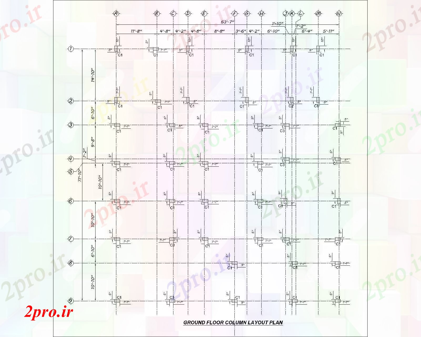 دانلود نقشه مسکونی  ، ویلایی ، آپارتمان  ستون  پخش کردن (کد83837)